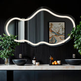 Specchio LED Asimmetrico 2 | Controllo tramite interruttore a muro | Luce bianca neutra - Reyze Serie Salono Modello 1 - Orizzontale