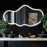 Specchio LED Asimmetrico 2 | Pulsante touch | Luce bianca fredda - Reyze Serie Salono Modello 1 - Orizzontale