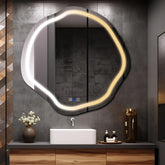 Specchio LED Asimmetrico Ovale | Pulsanti touch | Funzione anti-appannamento | Temperatura di colore regolabile - Reyze Serie Salono Modello 1