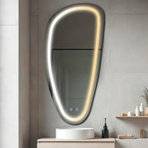 Specchio LED Asimmetrico Verticale | Pulsanti touch | Funzione anti-appannamento | Temperatura di colore regolabile - Reyze Serie Salono Modello 1