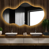 Specchio LED Asimmetrico 2 | Pulsante touch | Luce bianca calda - Reyze Serie Ambient Modello 1 - Orizzontale