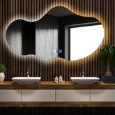Specchio LED Asimmetrico 2 | Pulsanti touch | Funzione anti-appannamento | Temperatura di colore regolabile - Reyze Serie Ambient Modello 1 - Orizzontale