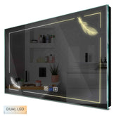 Specchio LED Rettangolare | Pulsanti touch | Funzione anti-appannamento | Temperatura di colore regolabile - Reyze Serie Good Vibes Modello 2