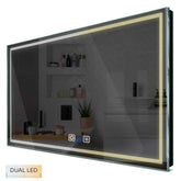 Specchio LED Rettangolare | Pulsanti touch | Funzione anti-appannamento | Temperatura di colore regolabile - Reyze Serie Minimal Modello 1