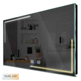 Specchio LED Rettangolare | Pulsanti touch | Funzione anti-appannamento | Temperatura di colore regolabile - Reyze Serie Minimal Modello 2