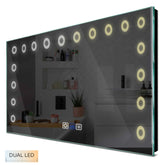 Specchio LED Rettangolare | Pulsanti touch | Funzione anti-appannamento | Temperatura di colore regolabile - Reyze Serie Minimal Modello 4