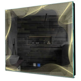 Specchio LED Quadrato | Pulsanti touch | Funzione anti-appannamento | Luce bianca calda - Reyze Serie Simetria Modello 3