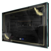 Specchio LED Rettangolare | Pulsanti touch | Funzione anti-appannamento | Luce bianca calda - Reyze Serie Good Vibes Modello 2