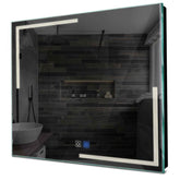 Specchio LED Quadrato | Pulsanti touch | Funzione anti-appannamento | Luce bianca neutra - Reyze Serie Minimal Modello 2