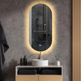 Specchio LED Ovale | Pulsanti touch | Funzione anti-appannamento | Luce bianca calda - Reyze Serie Ambient Modello 1