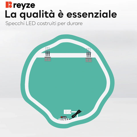 Specchio LED Asimmetrico Ovale | Pulsante touch | Luce bianca neutra - Reyze Serie Salono Modello 1