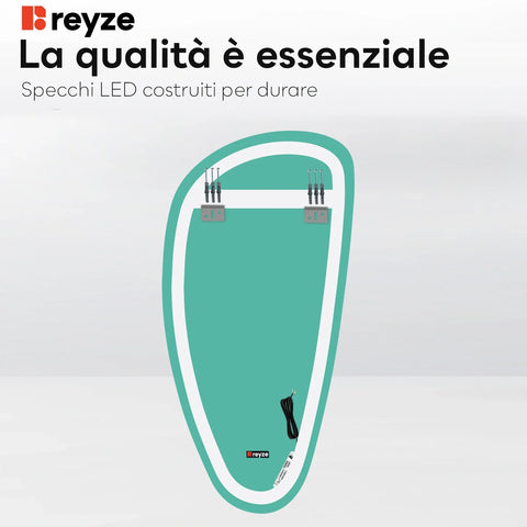 Specchio LED Asimmetrico Verticale | Controllo tramite interruttore a muro | Luce bianca calda - Reyze Serie Salono Modello 1