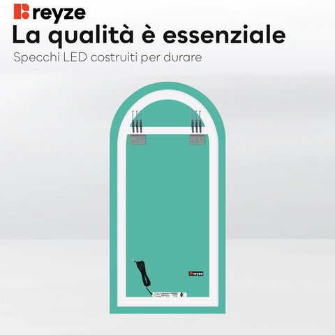Specchio LED Semiovale 2 | Controllo tramite interruttore a muro | Luce bianca neutra - Reyze Serie Ambient Modello 1