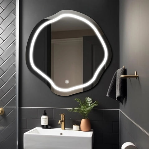Specchio LED Asimmetrico Ovale | Pulsante touch | Luce bianca fredda - Reyze Serie Salono Modello 1