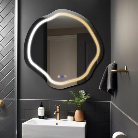 Specchio LED Asimmetrico Ovale | Pulsanti touch | Funzione anti-appannamento | Temperatura di colore regolabile - Reyze Serie Salono Modello 1