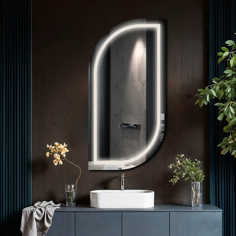 Specchio LED Semiovale 1 | Controllo tramite interruttore a muro | Luce bianca neutra - Reyze Serie Salono Modello 1