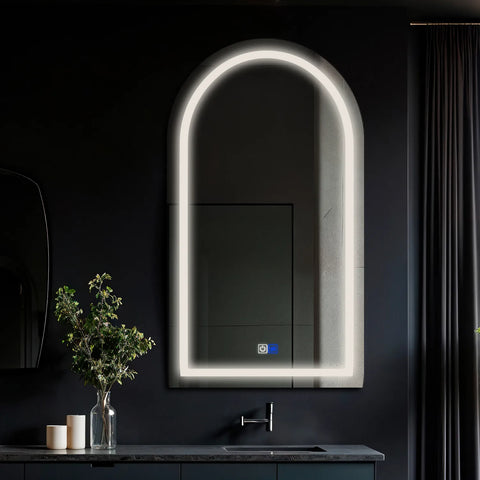 Specchio LED Semiovale 2 | Pulsanti touch | Funzione anti-appannamento | Luce bianca neutra - Reyze Serie Salono Modello 1