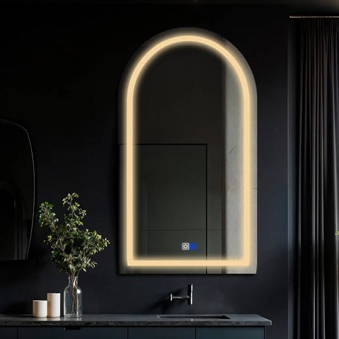 Specchio LED Semiovale 2 | Pulsanti touch | Funzione anti-appannamento | Luce bianca calda - Reyze Serie Salono Modello 1