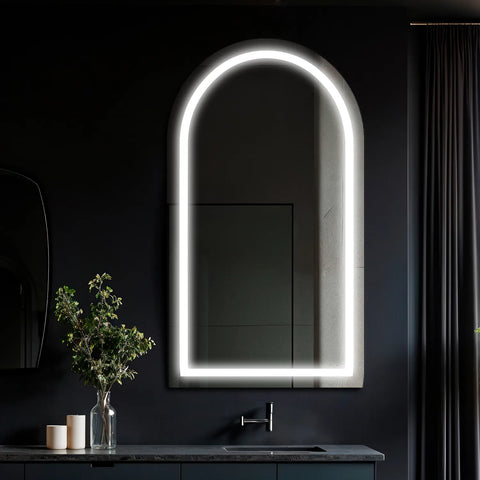 Specchio LED Semiovale 2 | Controllo tramite interruttore a muro | Luce bianca fredda - Reyze Serie Salono Modello 1