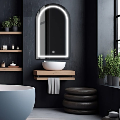 Specchio LED Semiovale 2 | Pulsante touch | Luce bianca fredda - Reyze Serie Salono Modello 1