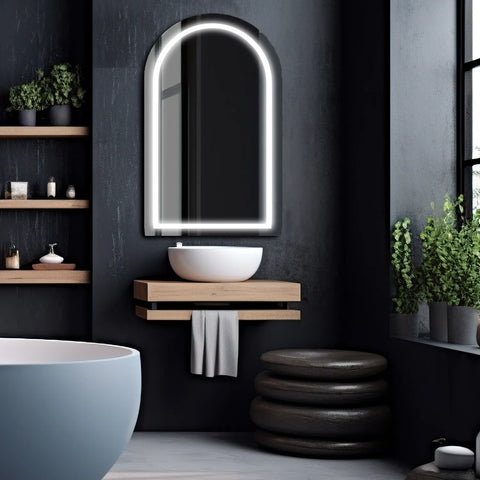 Specchio LED Semiovale 2 | Controllo tramite interruttore a muro | Luce bianca fredda - Reyze Serie Salono Modello 1