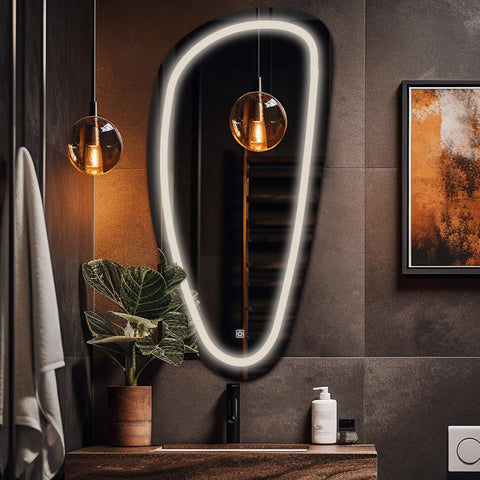 Specchio LED Asimmetrico Verticale | Pulsante touch | Luce bianca neutra - Reyze Serie Salono Modello 1