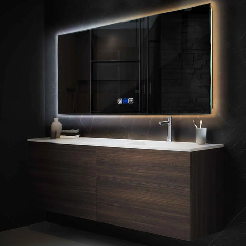 Specchio LED Rettangolare | Pulsanti touch | Funzione anti-appannamento | Temperatura di colore regolabile - Reyze Serie Ambient Modello 1