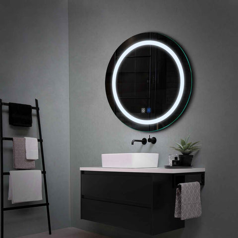 Specchio LED Rotondo | Pulsanti touch | Funzione anti-appannamento | Luce bianca fredda - Reyze Serie Salono Modello 1