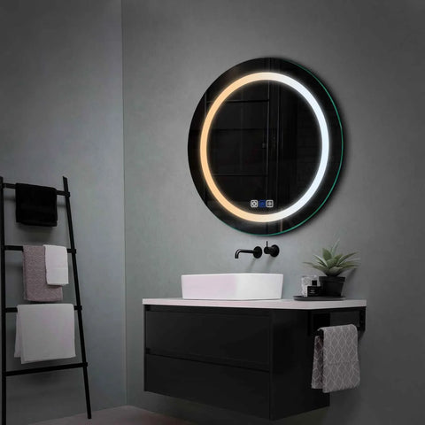 Specchio LED Rotondo | Pulsanti touch | Funzione anti-appannamento | Temperatura di colore regolabile - Reyze Serie Salono Modello 1