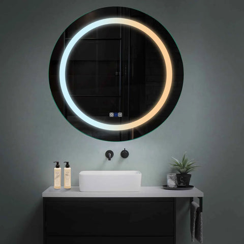 Specchio LED Rotondo | Pulsanti touch | Funzione anti-appannamento | Temperatura di colore regolabile - Reyze Serie Salono Modello 1
