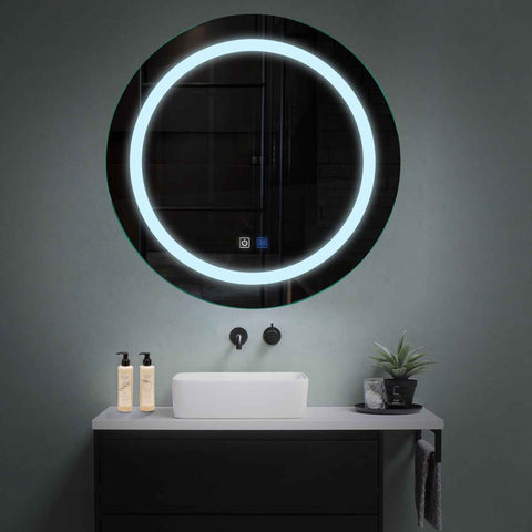 Specchio LED Rotondo | Pulsanti touch | Funzione anti-appannamento | Luce bianca fredda - Reyze Serie Salono Modello 1