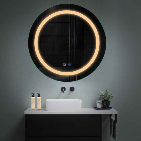 Specchio LED Rotondo | Pulsanti touch | Funzione anti-appannamento | Luce bianca calda - Reyze Serie Salono Modello 1