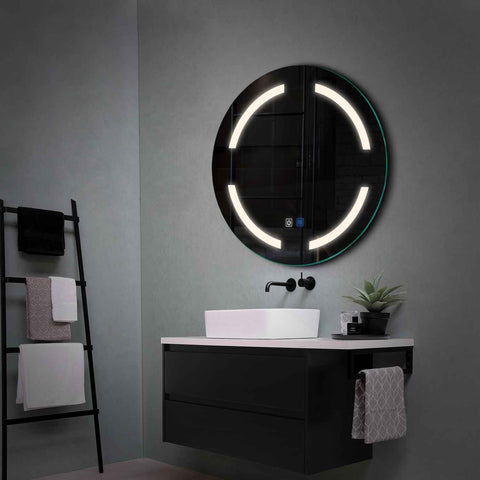 Specchio LED Rotondo | Pulsanti touch | Funzione anti-appannamento | Luce bianca neutra - Reyze Serie Salono Modello 2