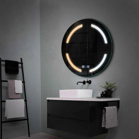 Specchio LED Rotondo | Pulsanti touch | Funzione anti-appannamento | Temperatura di colore regolabile - Reyze Serie Salono Modello 2