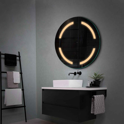 Specchio LED Rotondo | Controllo tramite interruttore a muro | Luce bianca calda - Reyze Serie Salono Modello 2