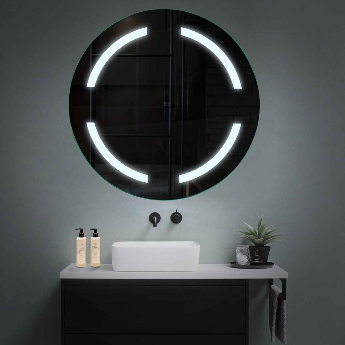 Specchio LED Rotondo | Controllo tramite interruttore a muro | Luce bianca fredda - Reyze Serie Salono Modello 2