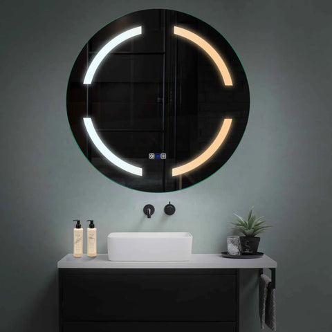 Specchio LED Rotondo | Pulsanti touch | Funzione anti-appannamento | Temperatura di colore regolabile - Reyze Serie Salono Modello 2