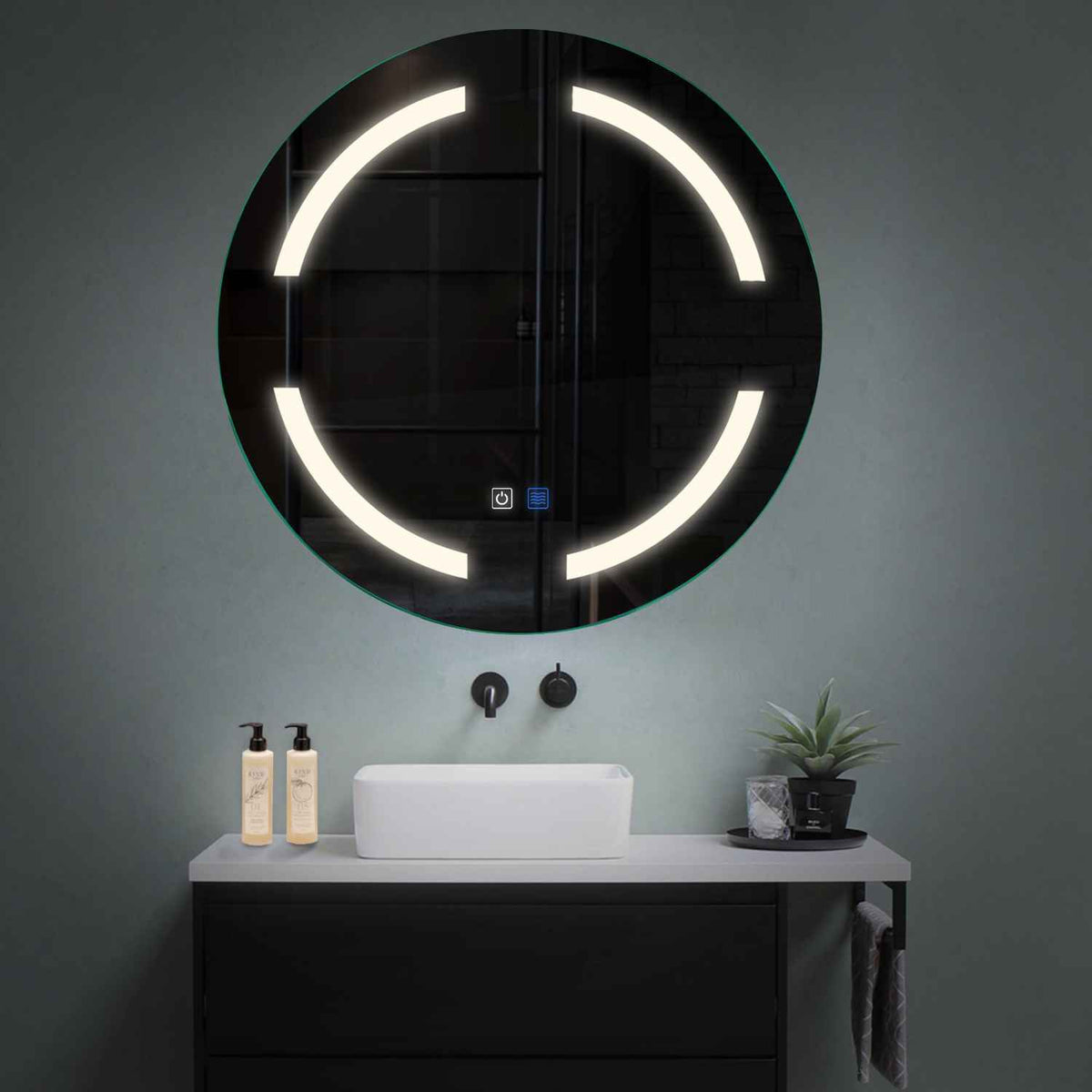 Specchio LED Rotondo | Pulsanti touch | Funzione anti-appannamento | Luce bianca neutra - Reyze Serie Salono Modello 2