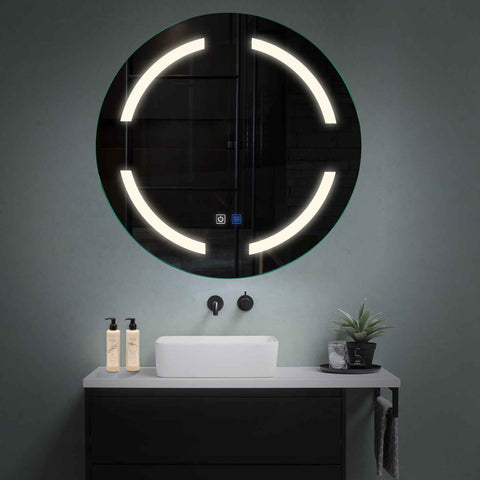 Specchio LED Rotondo | Pulsanti touch | Funzione anti-appannamento | Luce bianca neutra - Reyze Serie Salono Modello 2