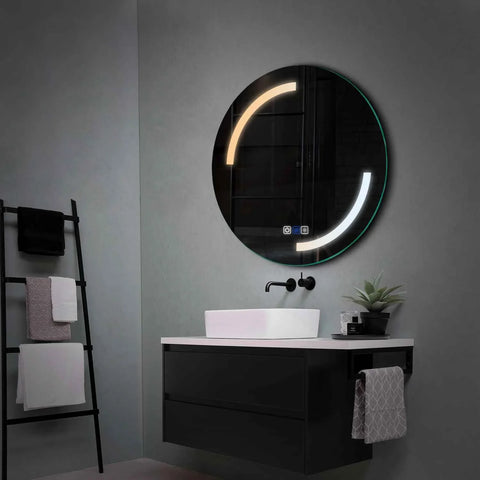 Specchio LED Rotondo | Pulsanti touch | Funzione anti-appannamento | Temperatura di colore regolabile - Reyze Serie Salono Modello 3