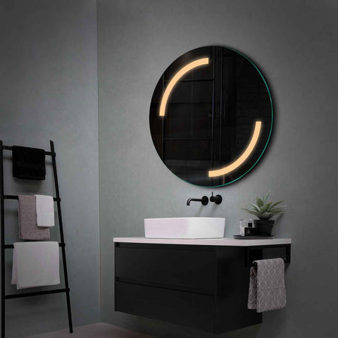 Specchio LED Rotondo | Controllo tramite interruttore a muro | Luce bianca calda - Reyze Serie Salono Modello 3