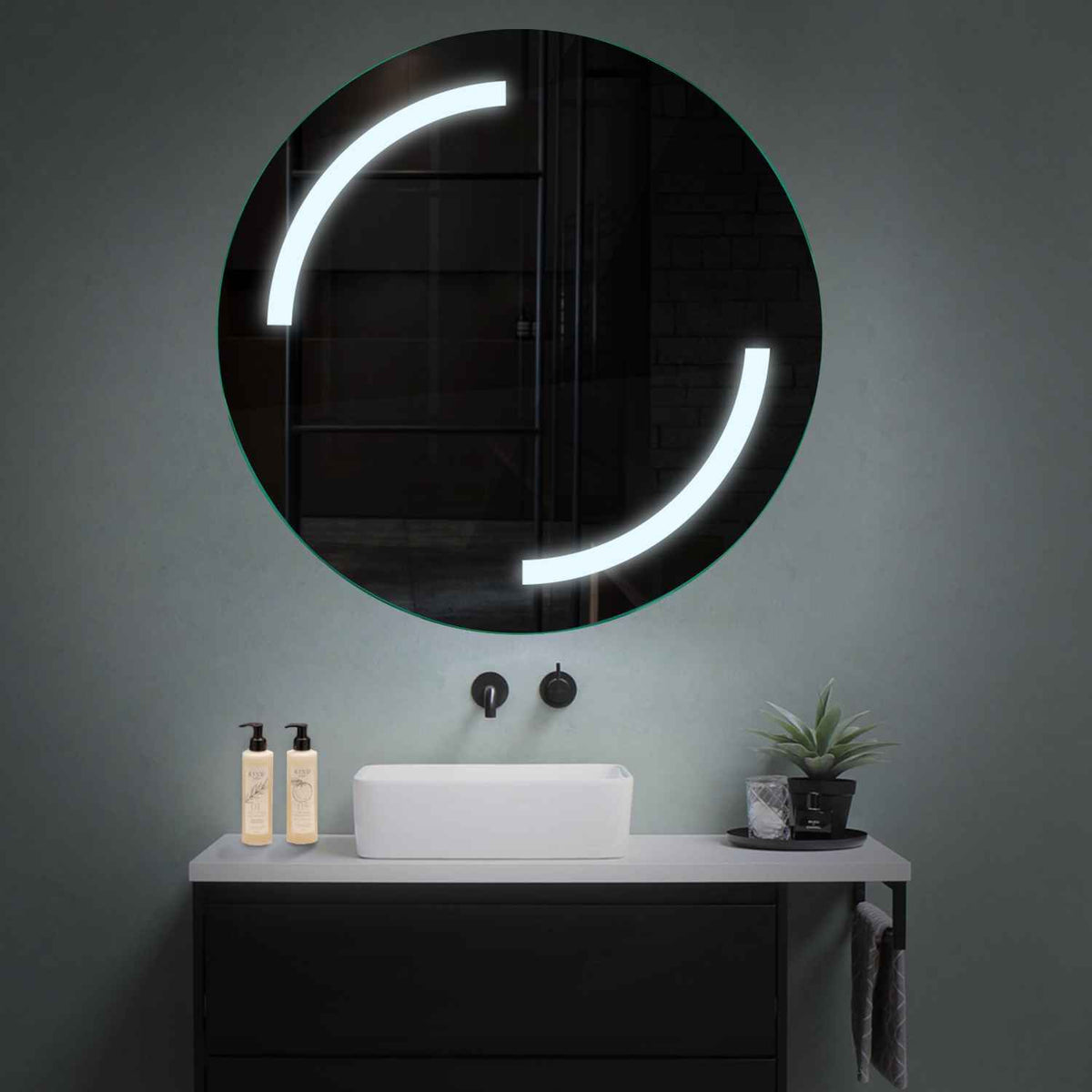 Specchio LED Rotondo | Controllo tramite interruttore a muro | Luce bianca fredda - Reyze Serie Salono Modello 3