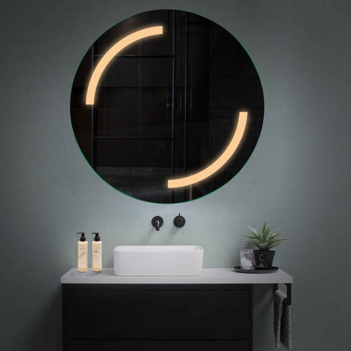 Specchio LED Rotondo | Controllo tramite interruttore a muro | Luce bianca calda - Reyze Serie Salono Modello 3