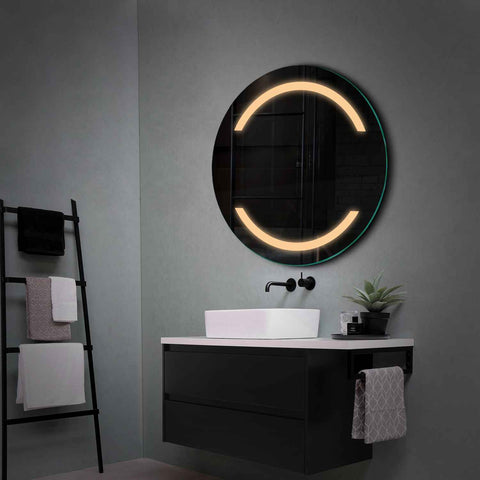 Specchio LED Rotondo | Controllo tramite interruttore a muro | Luce bianca calda - Reyze Serie Salono Modello 4