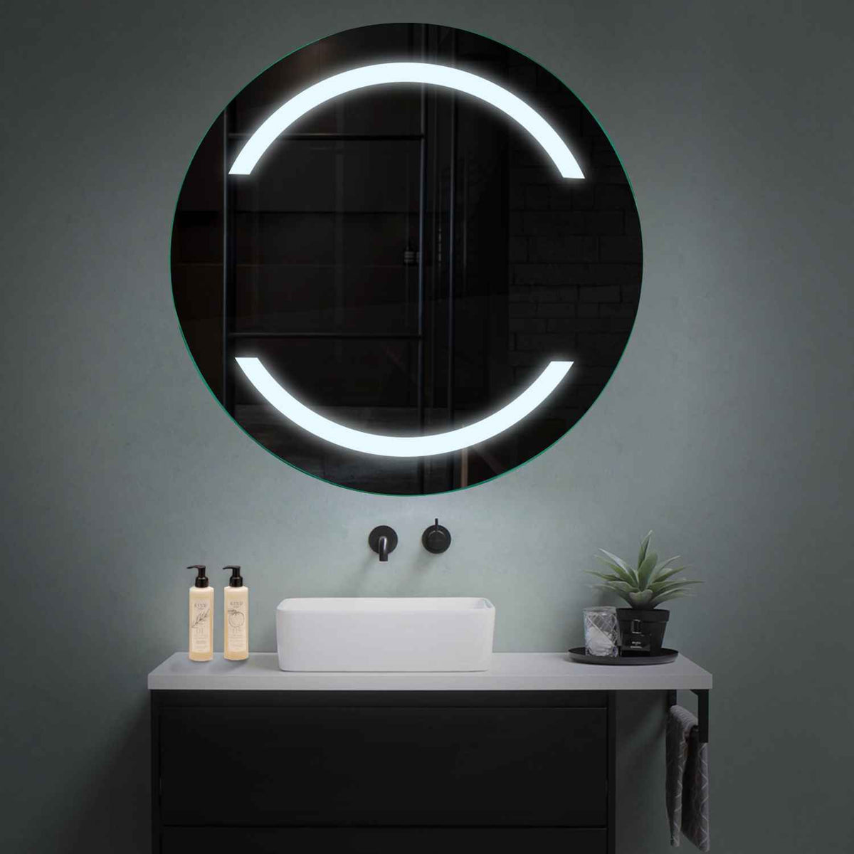Specchio LED Rotondo | Controllo tramite interruttore a muro | Luce bianca fredda - Reyze Serie Salono Modello 4
