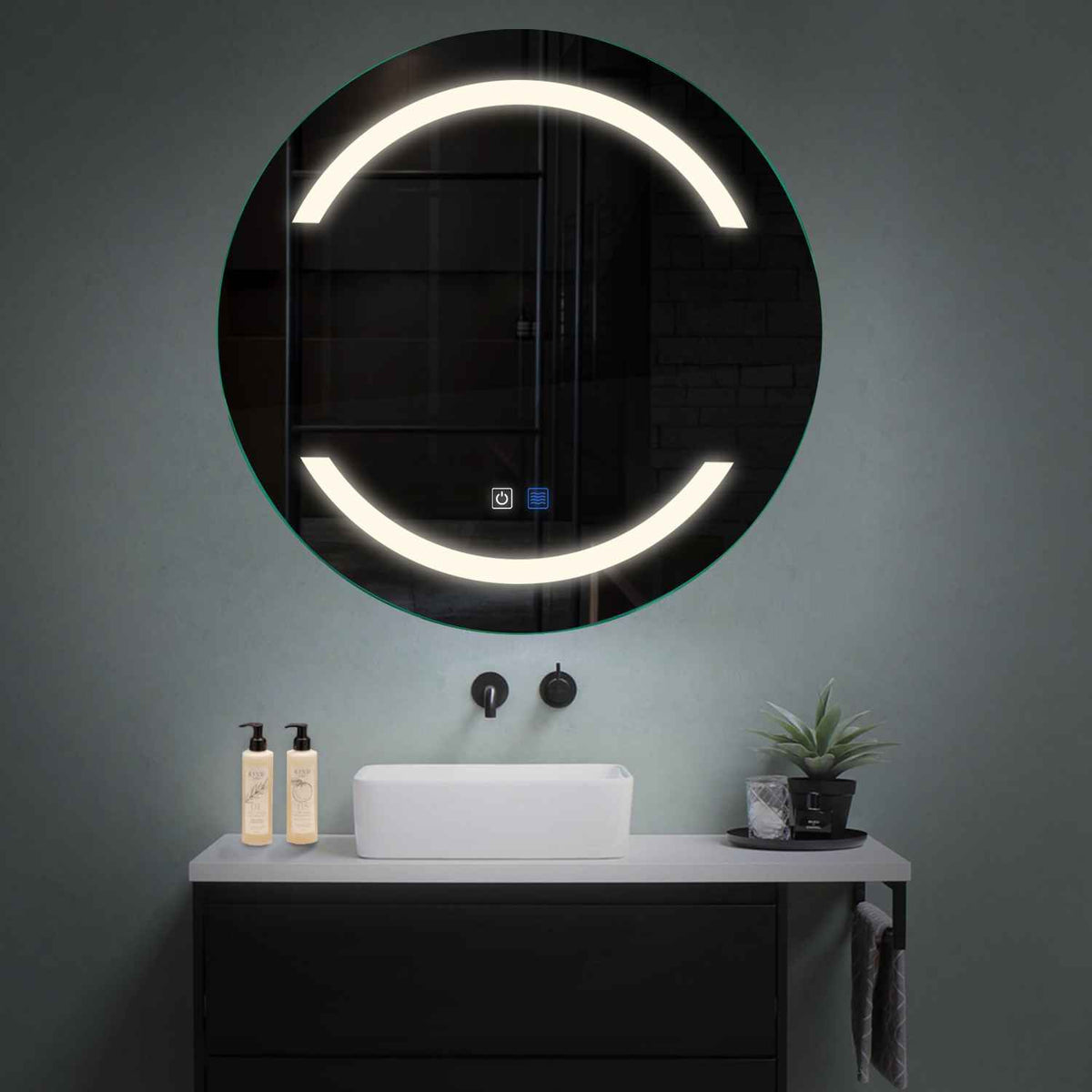Specchio LED Rotondo | Pulsanti touch | Funzione anti-appannamento | Luce bianca neutra - Reyze Serie Salono Modello 4