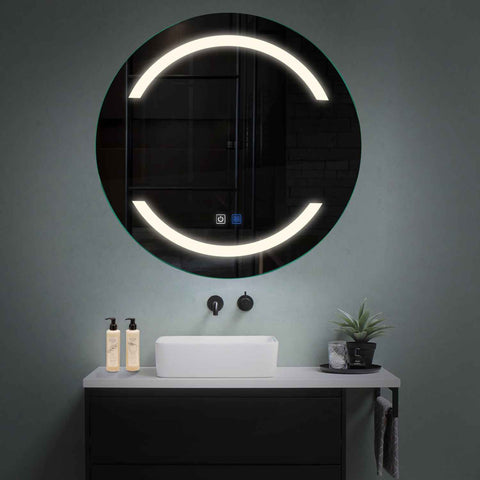 Specchio LED Rotondo | Pulsanti touch | Funzione anti-appannamento | Luce bianca neutra - Reyze Serie Salono Modello 4