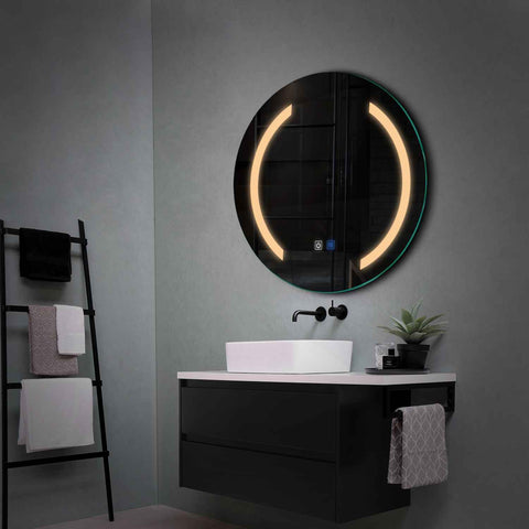 Specchio LED Rotondo | Pulsanti touch | Funzione anti-appannamento | Luce bianca calda - Reyze Serie Salono Modello 5