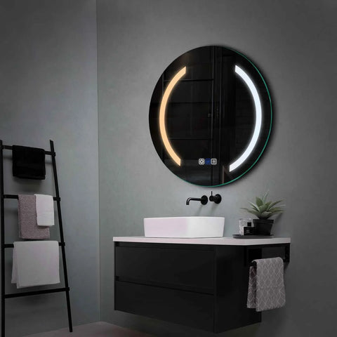 Specchio LED Rotondo | Pulsanti touch | Funzione anti-appannamento | Temperatura di colore regolabile - Reyze Serie Salono Modello 5