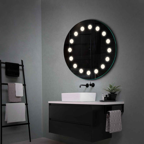 Specchio LED Rotondo | Controllo tramite interruttore a muro | Luce bianca neutra - Reyze Serie Salono Modello 6